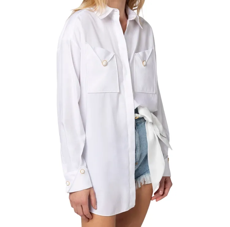 Camicia in popeline di cotone con tasche