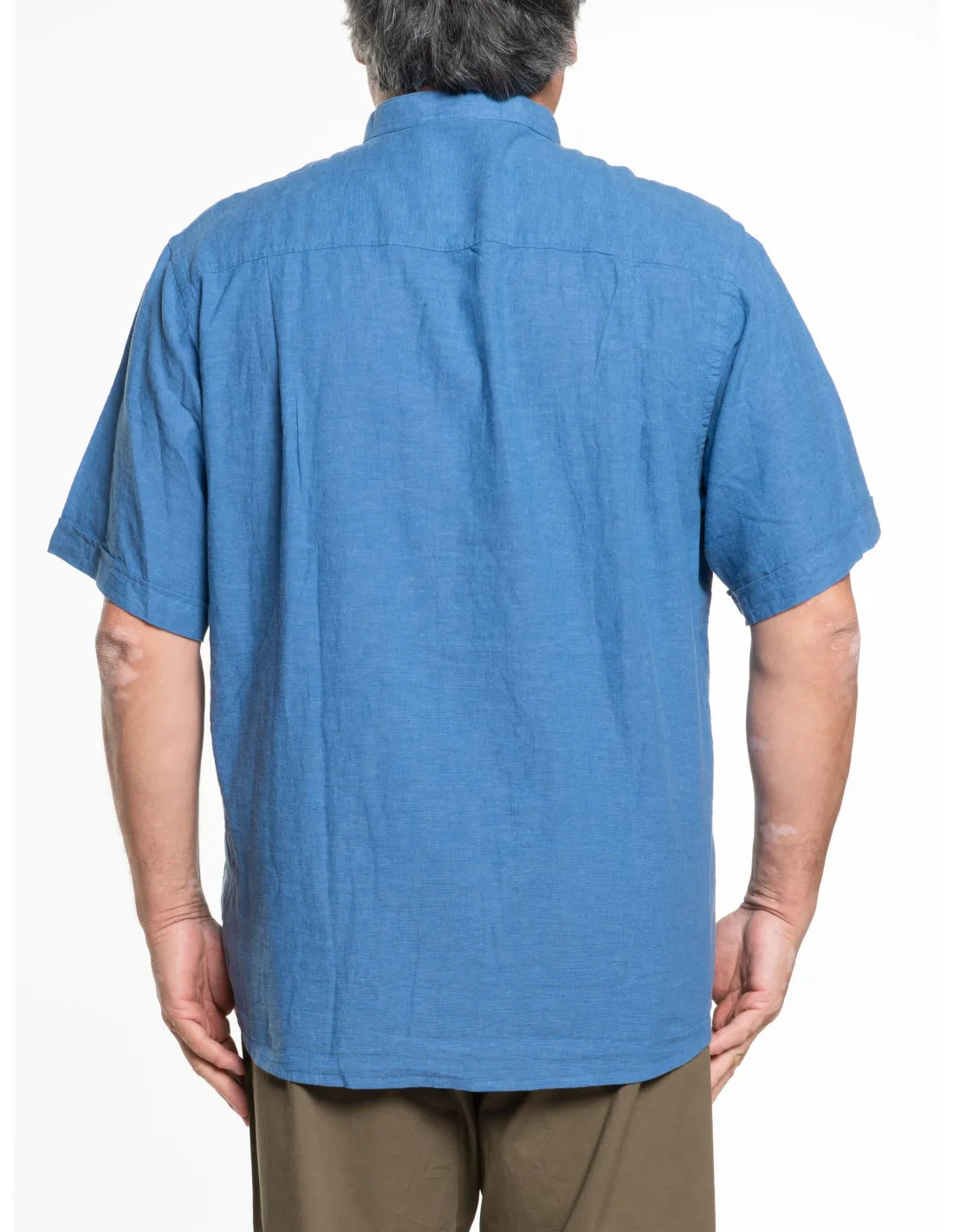 Camicia koreana a maniche corte in misto lino ESS158