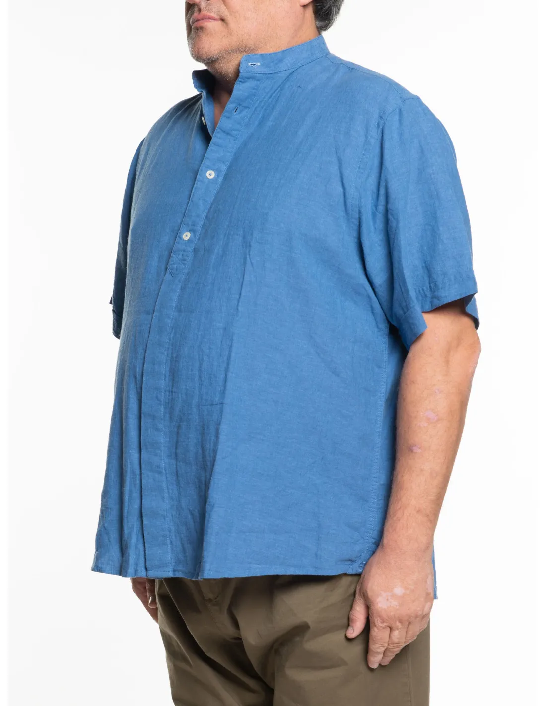 Camicia koreana a maniche corte in misto lino ESS158