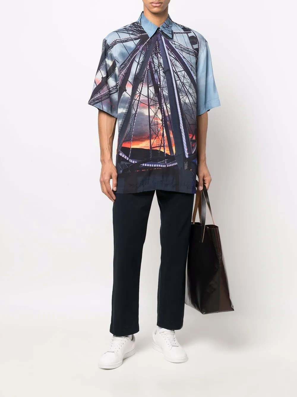 camicia manica coerta con stampa