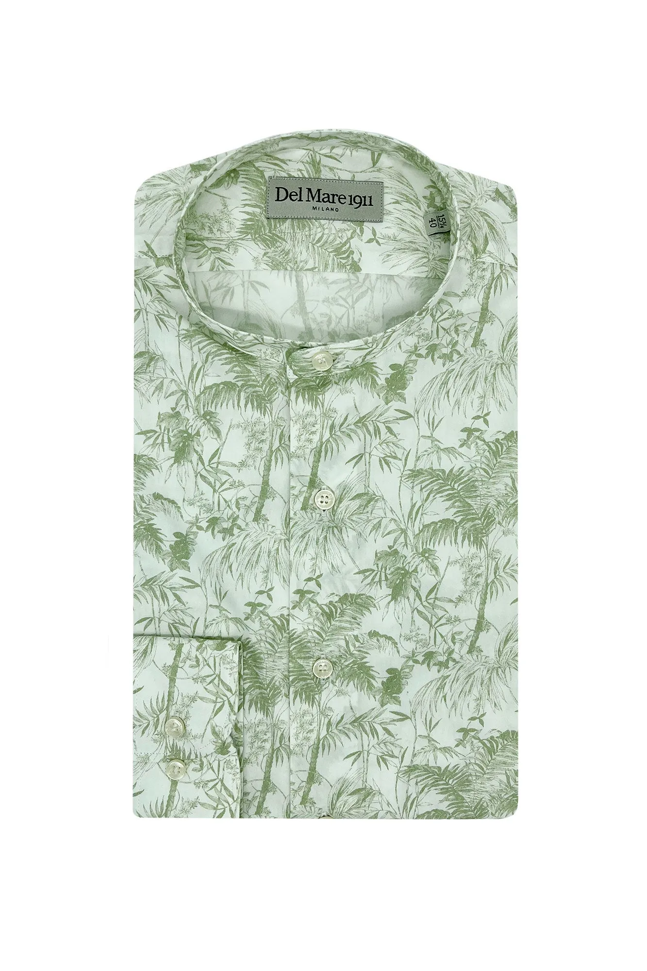 Camicia stampa tropical con collo coreano