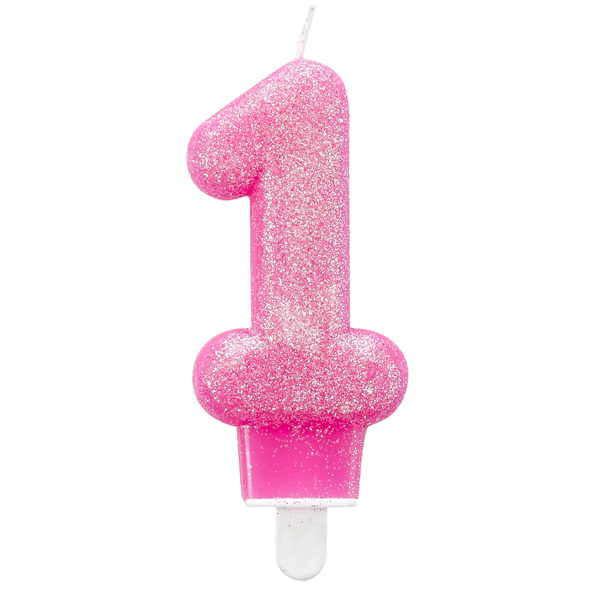 Candela numero 1 glitterata rosa