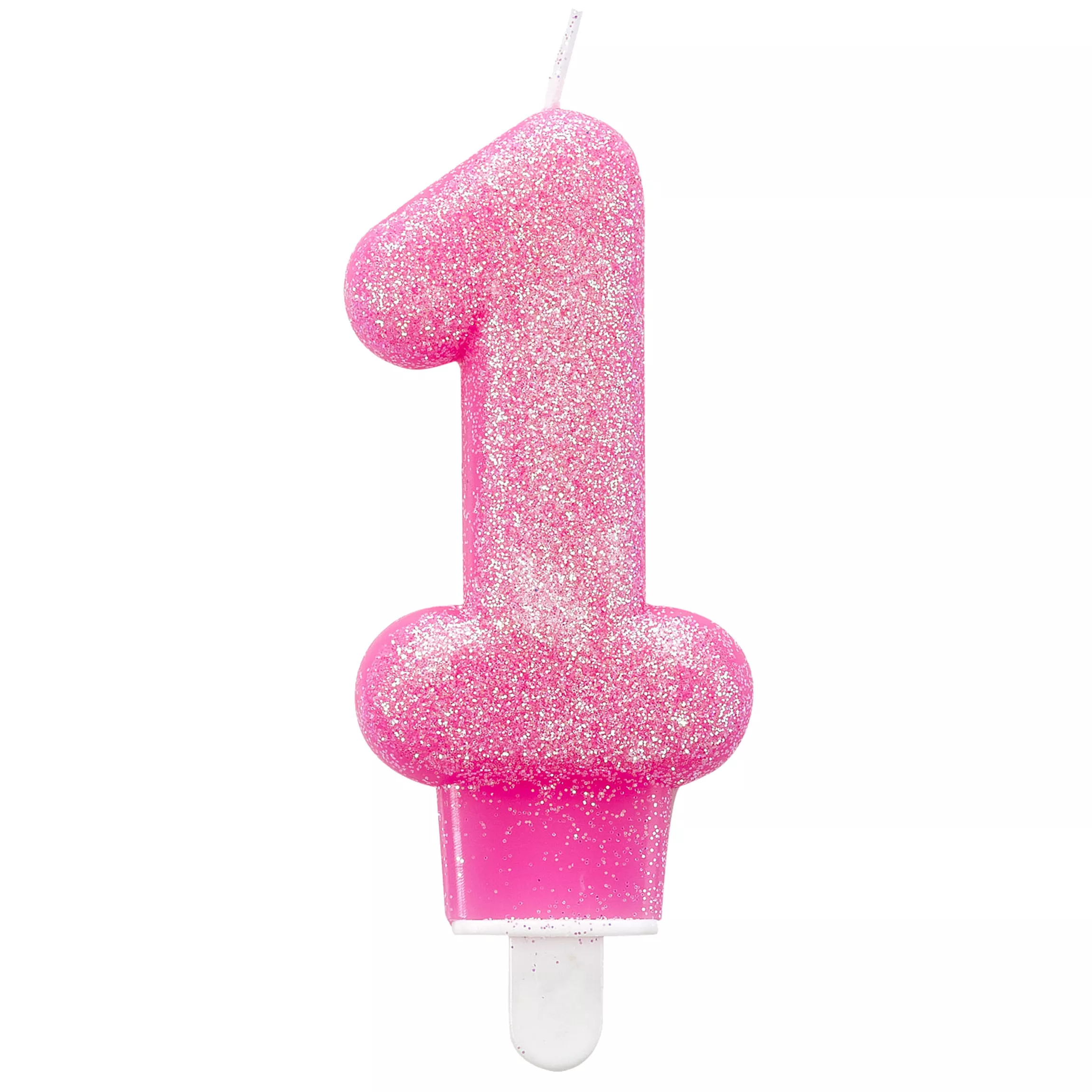 Candela numero 1 glitterata rosa
