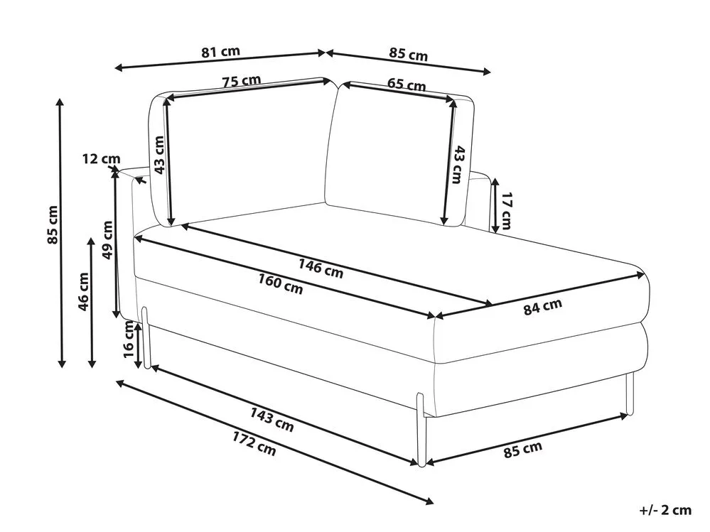 Chaise longue ecopelle verde lato sinistro REBAIS