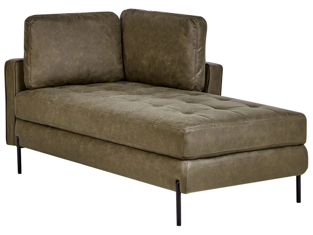 Chaise longue ecopelle verde lato sinistro REBAIS