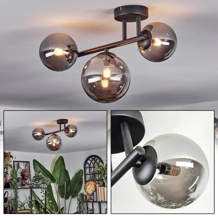 Chehalis Plafoniera, Lampada a sfera Grigio fumo, 3-Luci