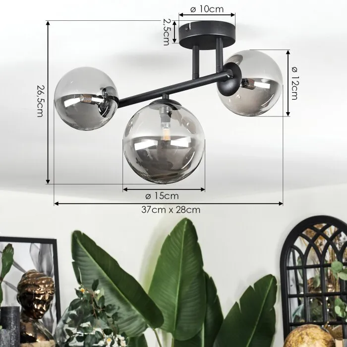 Chehalis Plafoniera, Lampada a sfera Grigio fumo, 3-Luci