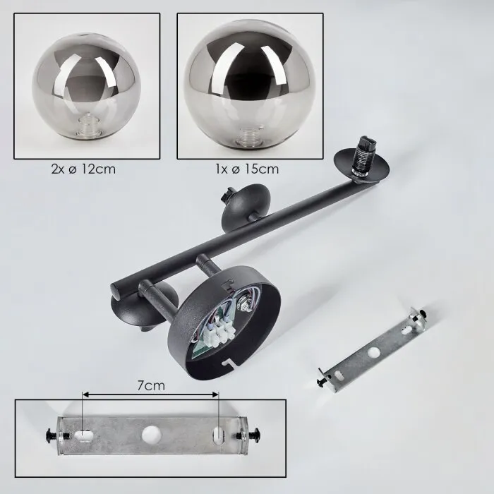 Chehalis Plafoniera, Lampada a sfera Grigio fumo, 3-Luci