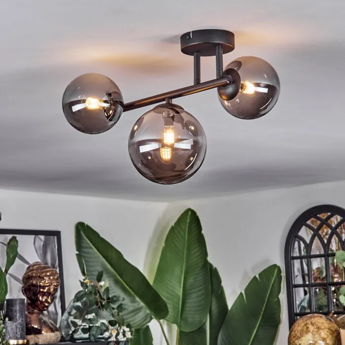 Chehalis Plafoniera, Lampada a sfera Grigio fumo, 3-Luci