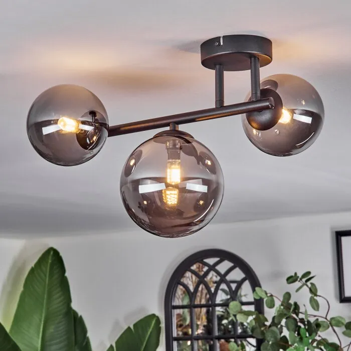 Chehalis Plafoniera, Lampada a sfera Grigio fumo, 3-Luci