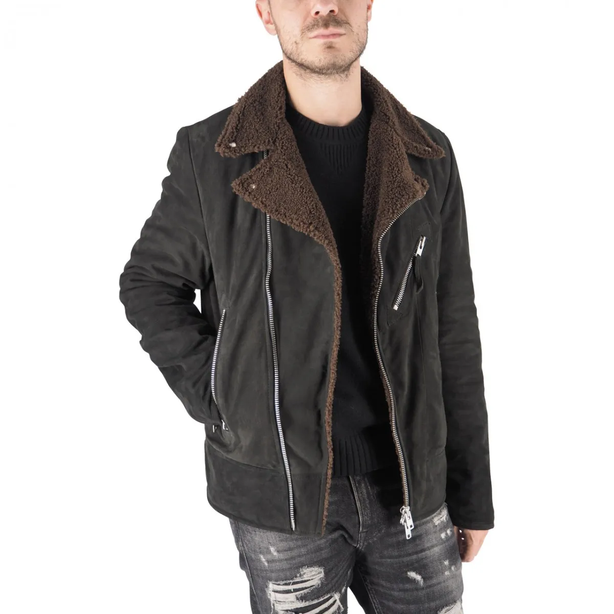 Chiodo In Suede Sherpa