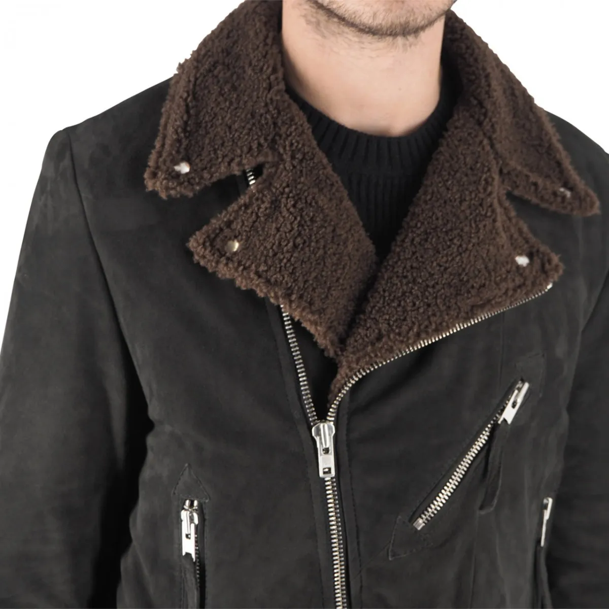 Chiodo In Suede Sherpa