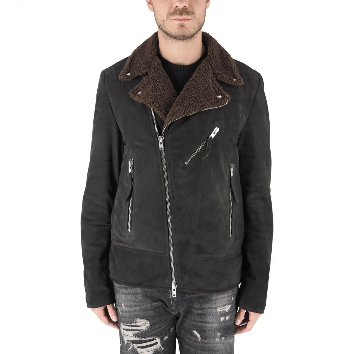Chiodo In Suede Sherpa