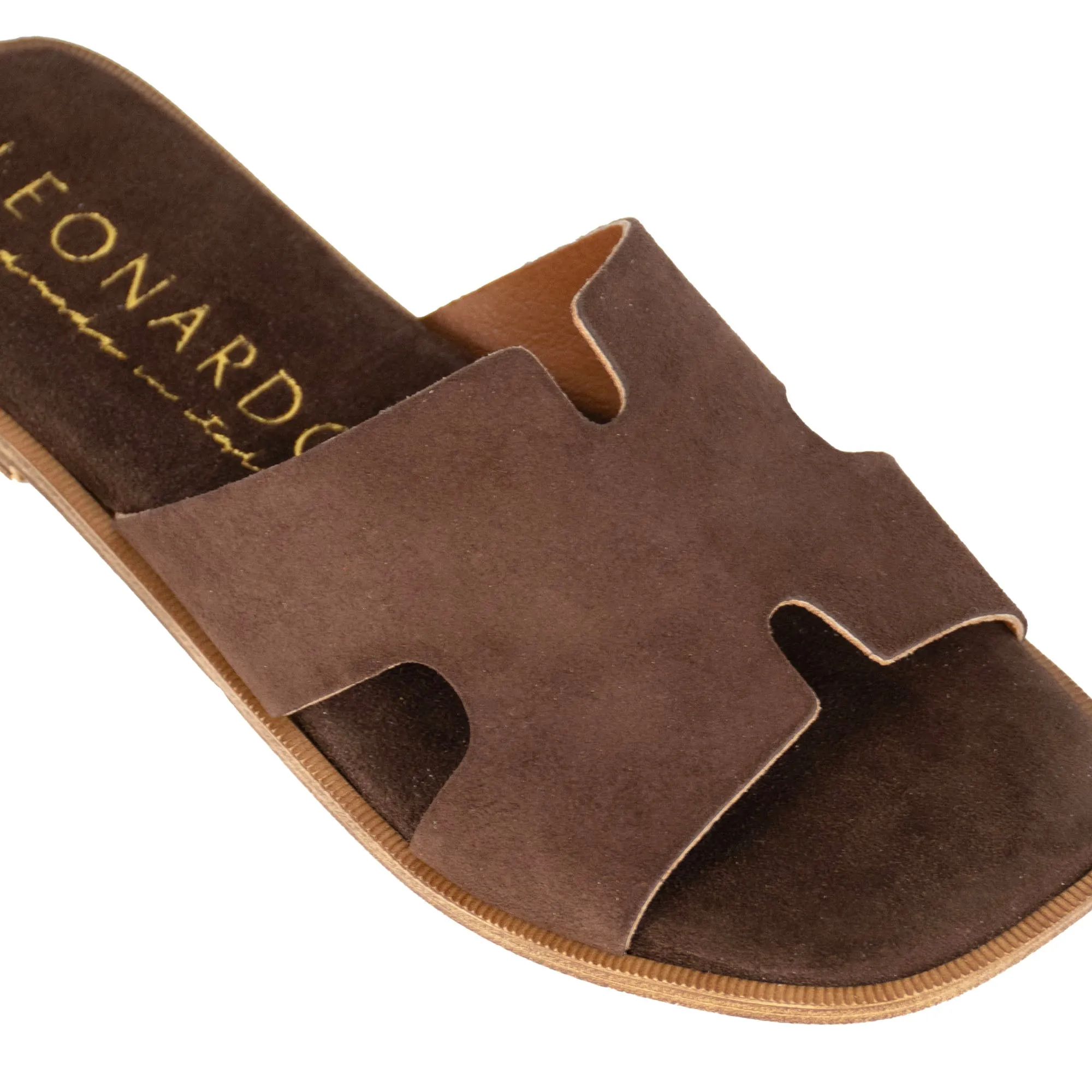 Ciabattine da donna in pelle scamosciata colore marrone scuro