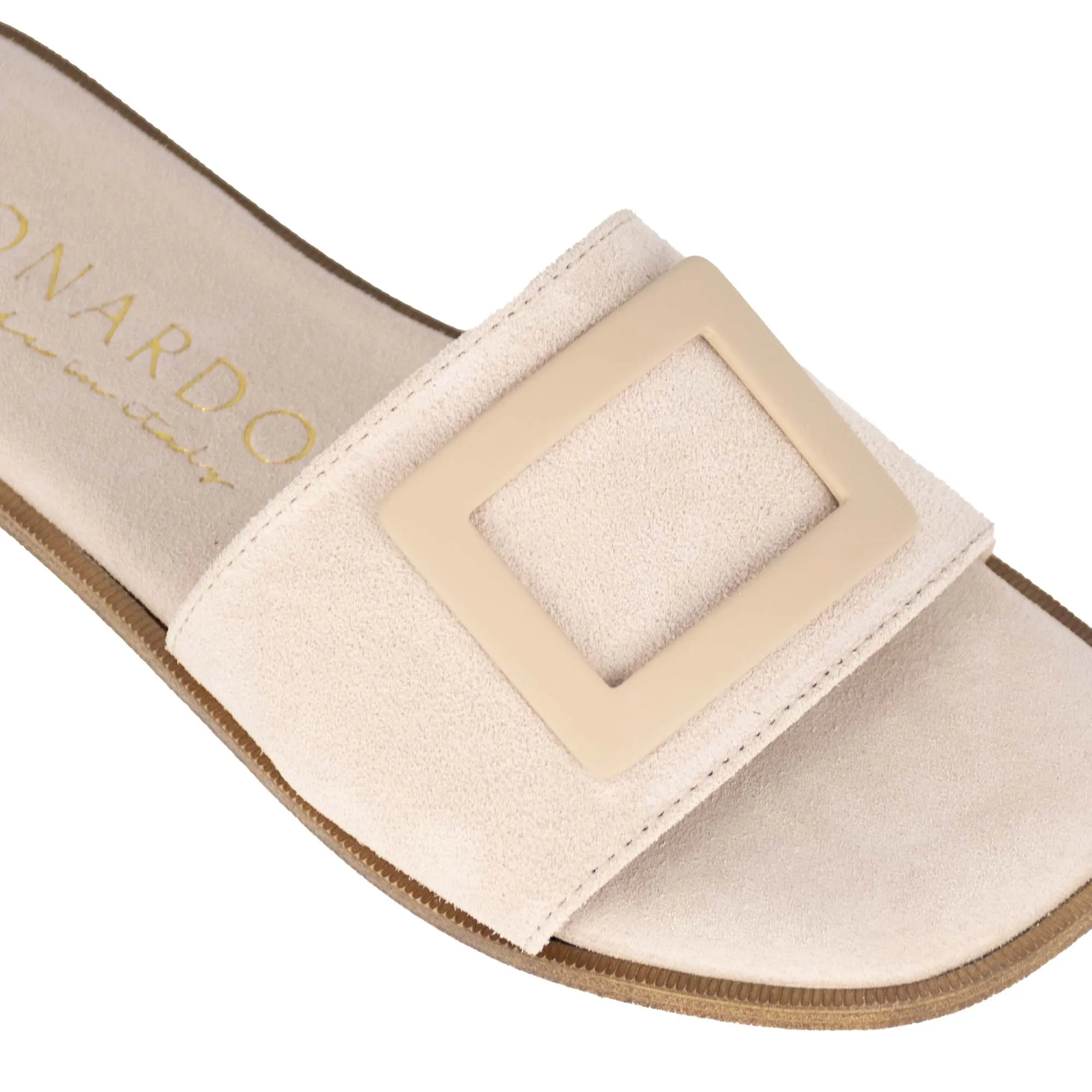 Ciabattine da donna scamosciate con fascia colore beige