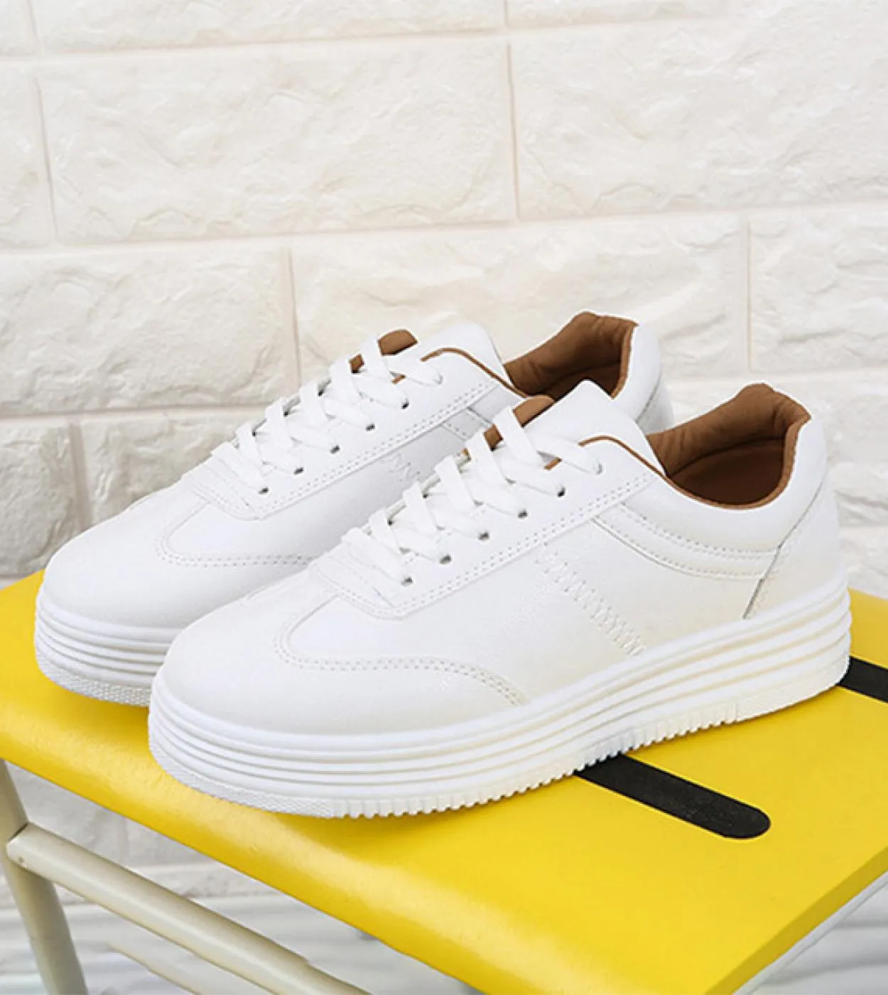 Comemore Womens Running Vulcanize Platform Shoes Woman Male Sneakers Spring White Flat Lace Up Tennis Female Footwear C