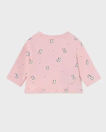 Completo tre pezzi composto da felpa rosa t-shirt bianca e pantalone in fantasia zebrata 4-12 mesi