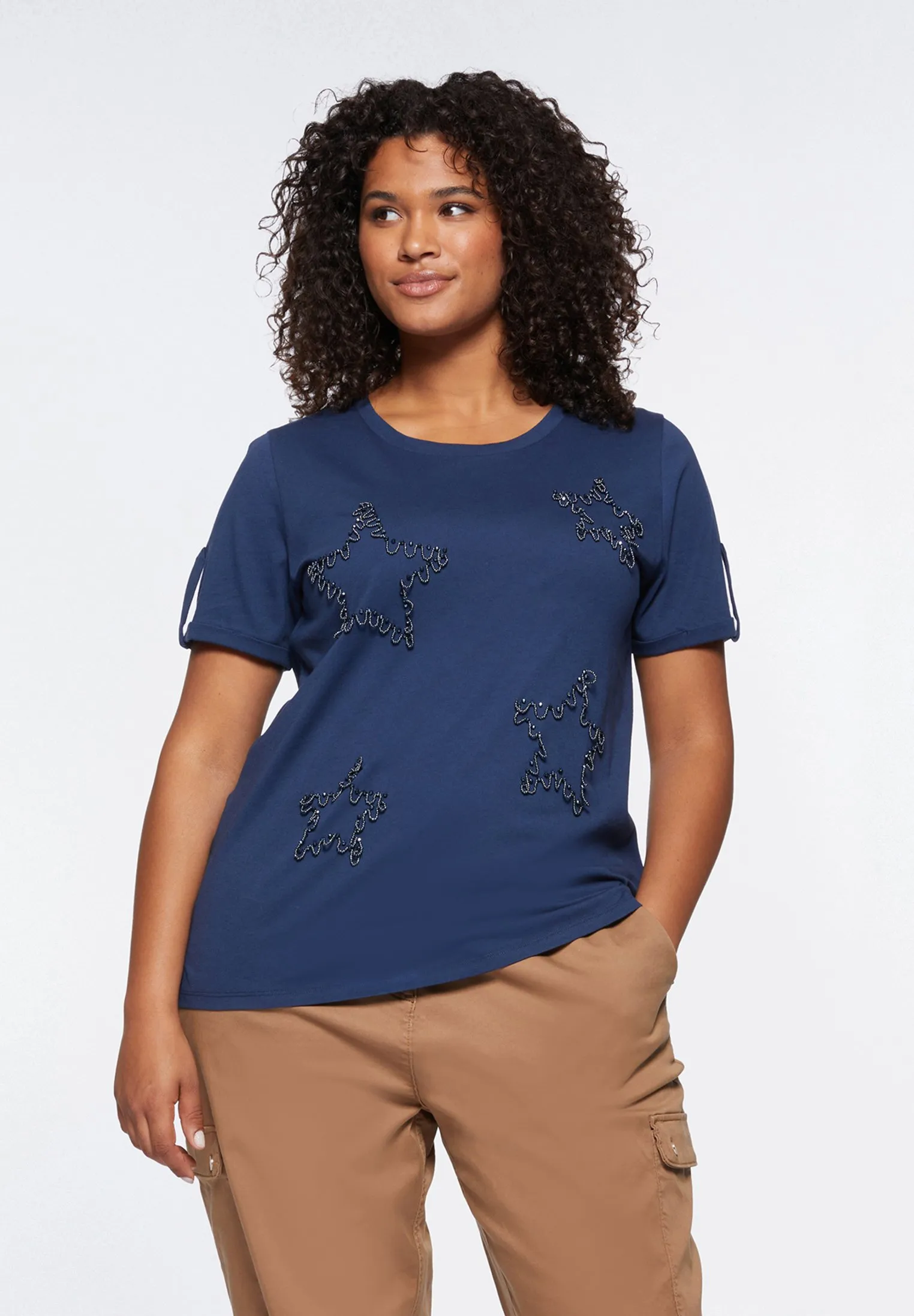 CON STELLE RICAMATE - T-shirt con stampa