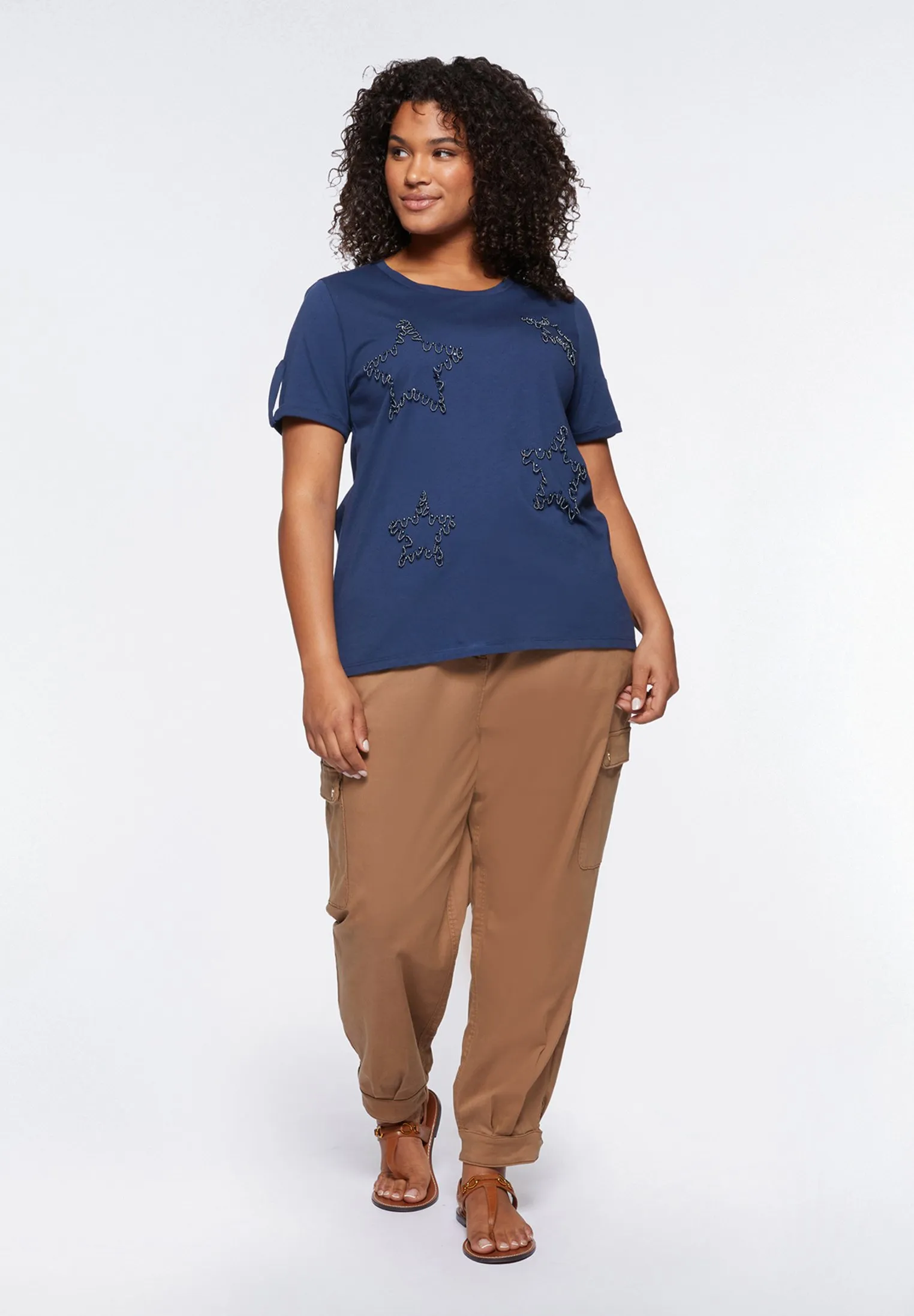 CON STELLE RICAMATE - T-shirt con stampa