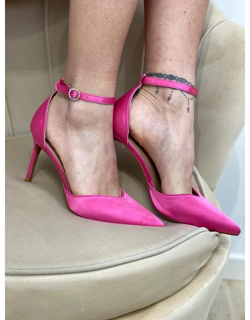 DECOLLETè EFFETTO RASO FUCSIA