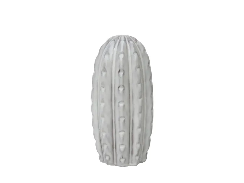 Decoro cactus ovale in ceramica bianco