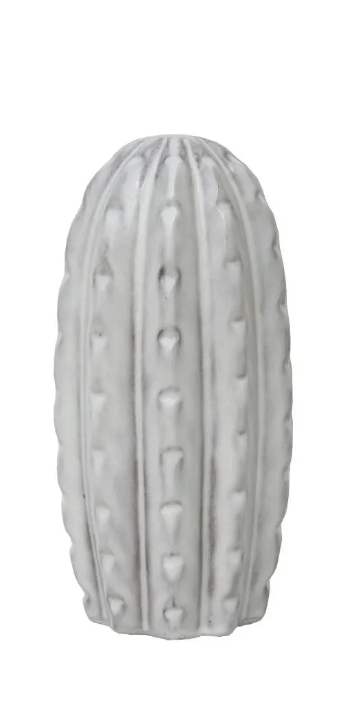 Decoro cactus ovale in ceramica bianco