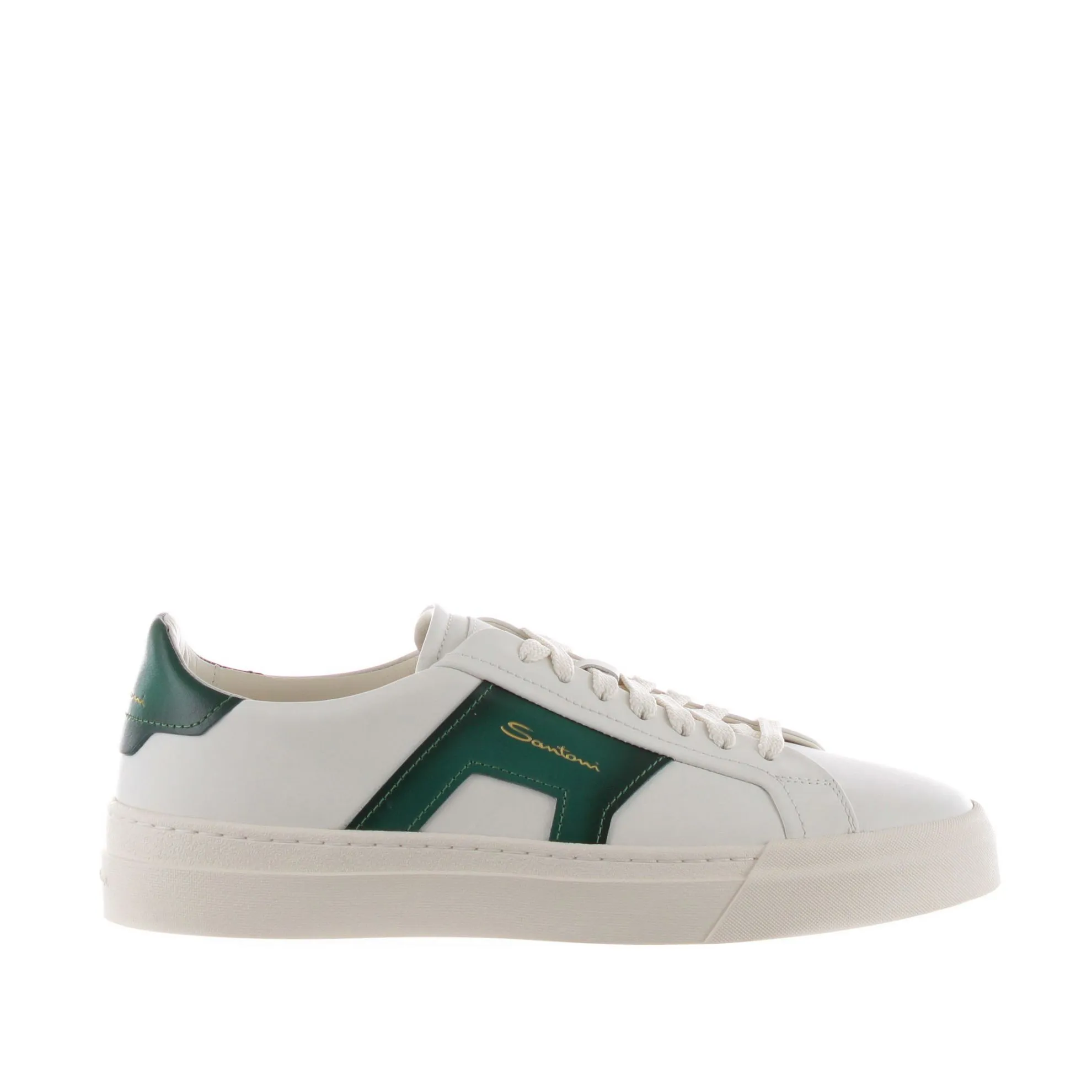 Double buckle sneaker in pelle