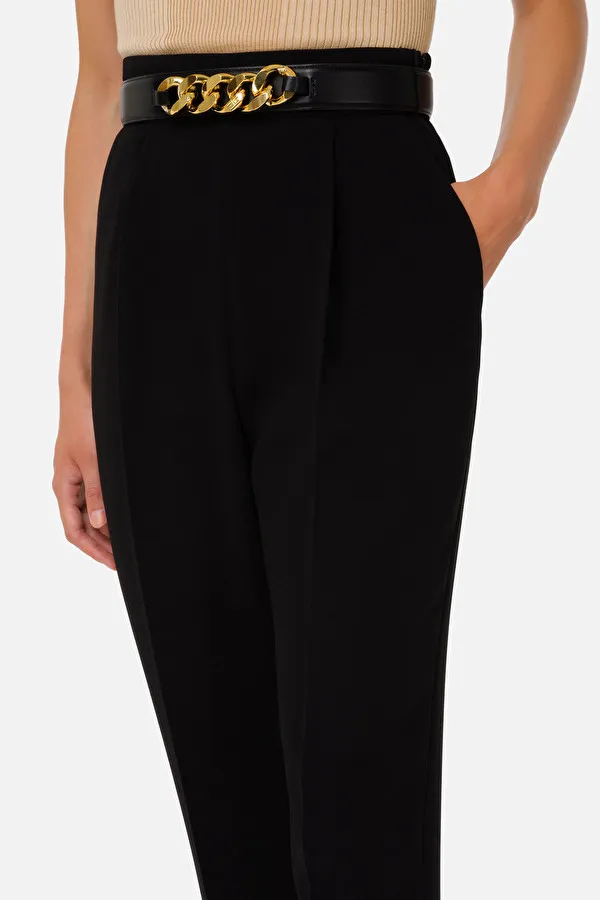 ELISABETTA FRANCHI Pantalone a sigaretta con cintura accessorio