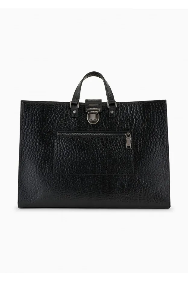 Emporio Armani Borsa Business In Pelle Granata