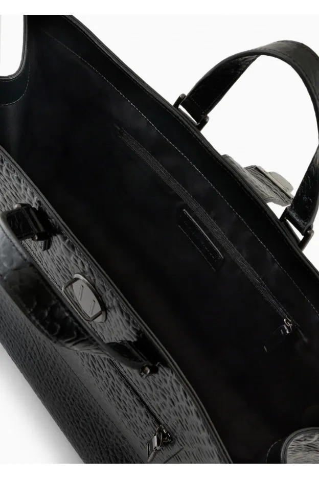 Emporio Armani Borsa Business In Pelle Granata