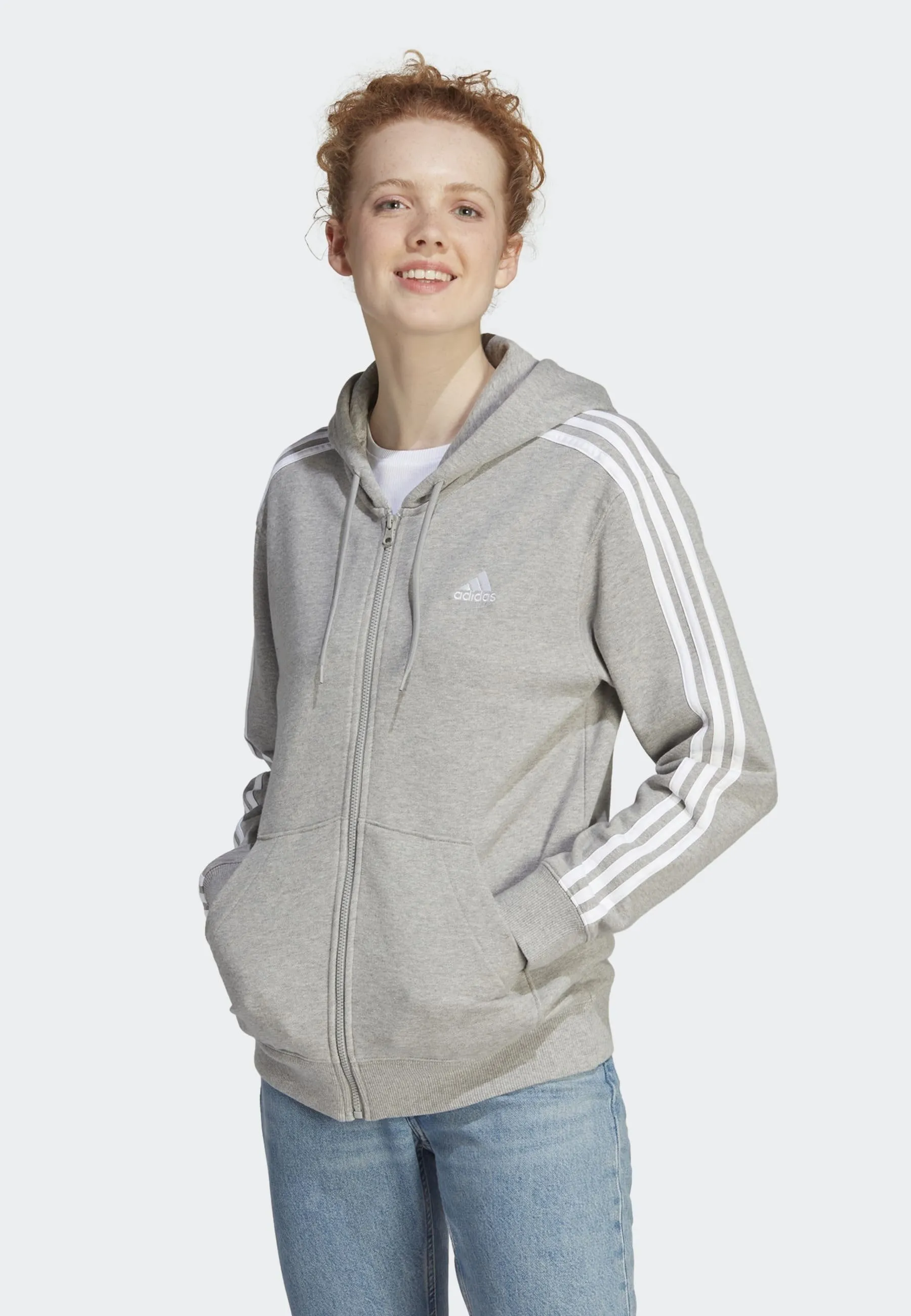 ESSENTIALS 3-STRIPES REGULAR FULL-ZIP - Felpa con zip