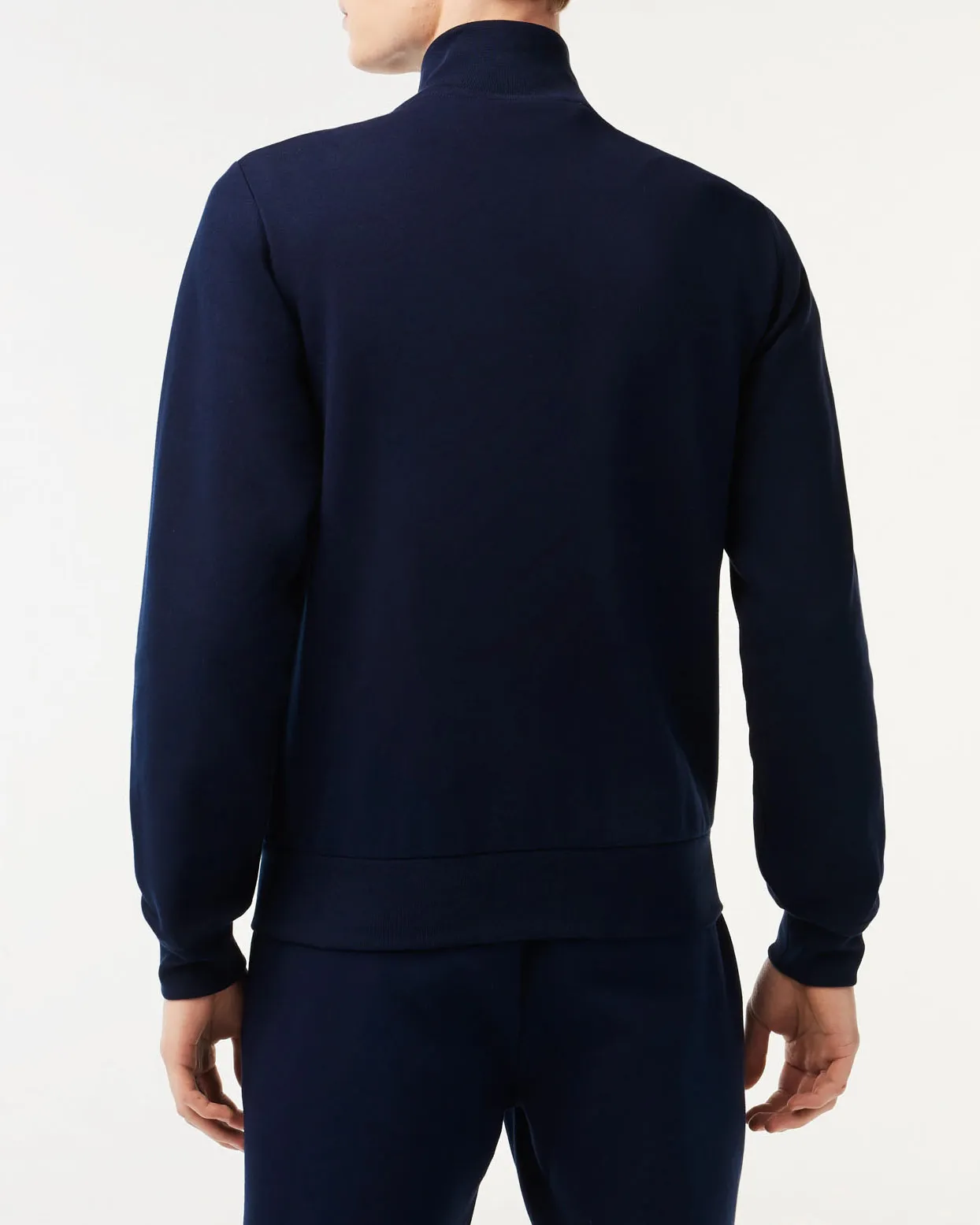 Felpa blu con chiusura zip e logo ricamato sul petto