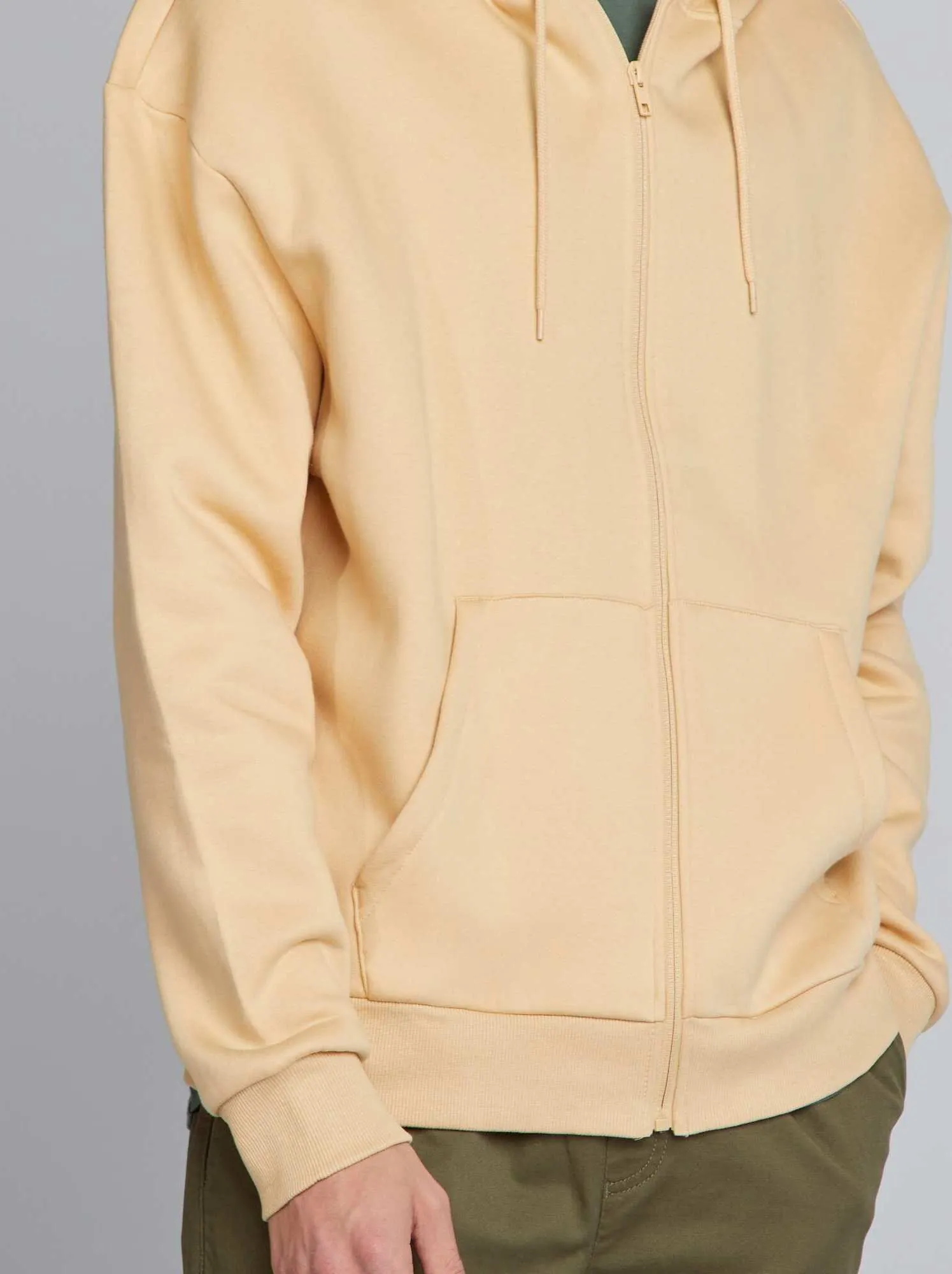 Felpa con zip e cappuccio - BEIGE