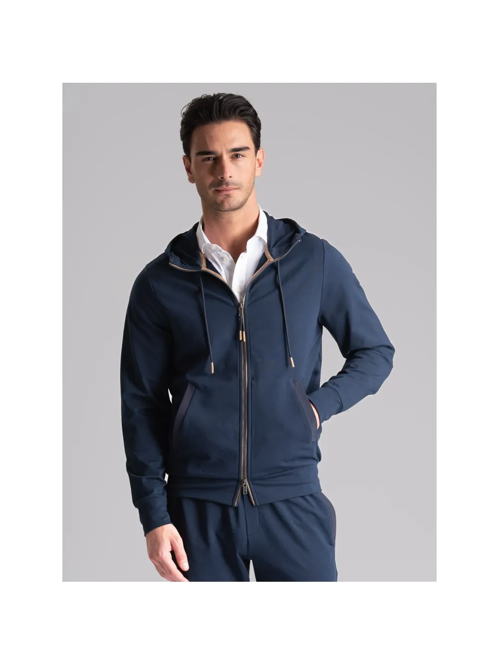 Felpa uomo TECNO full zip con cappuccio
