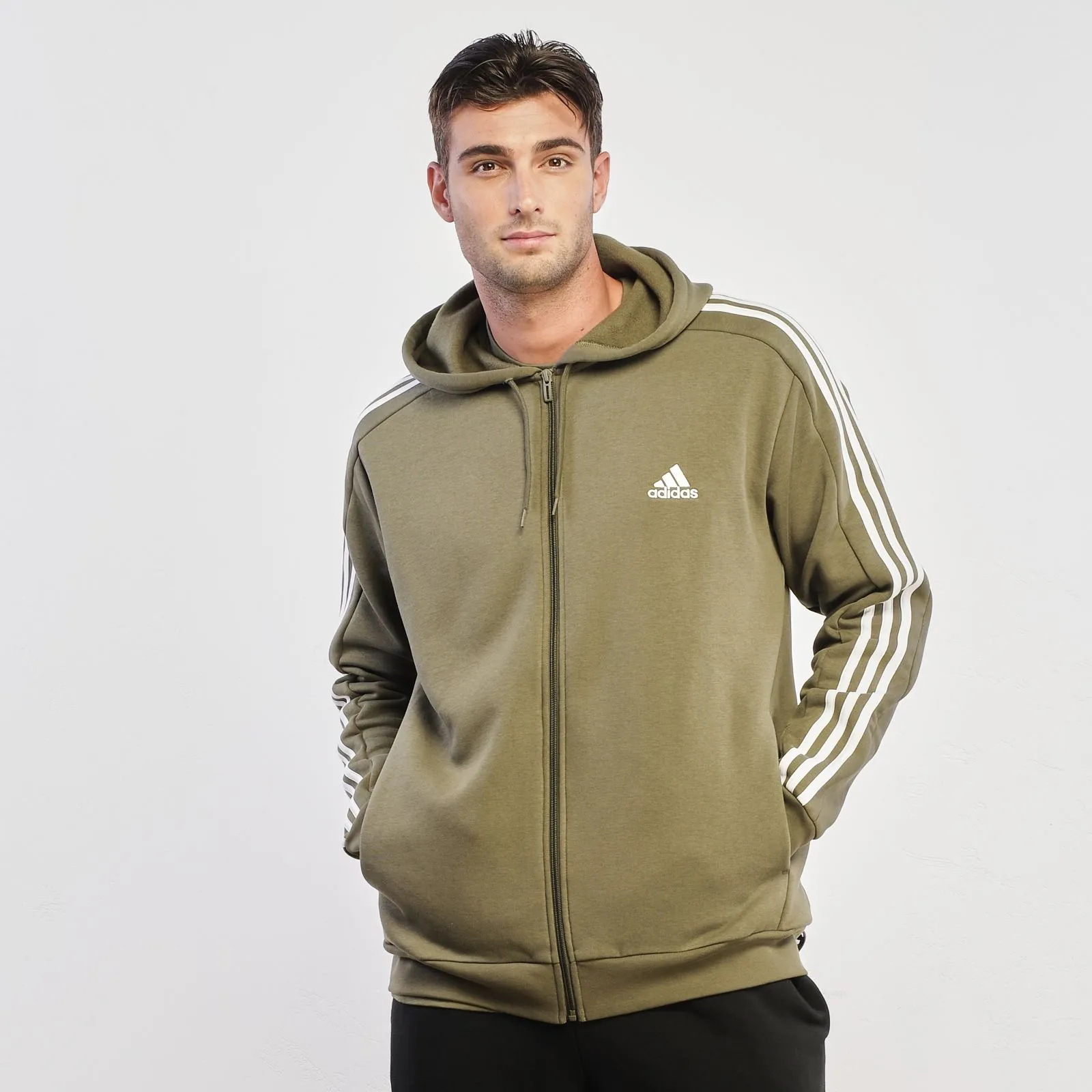 Felpa verde con zip e logo