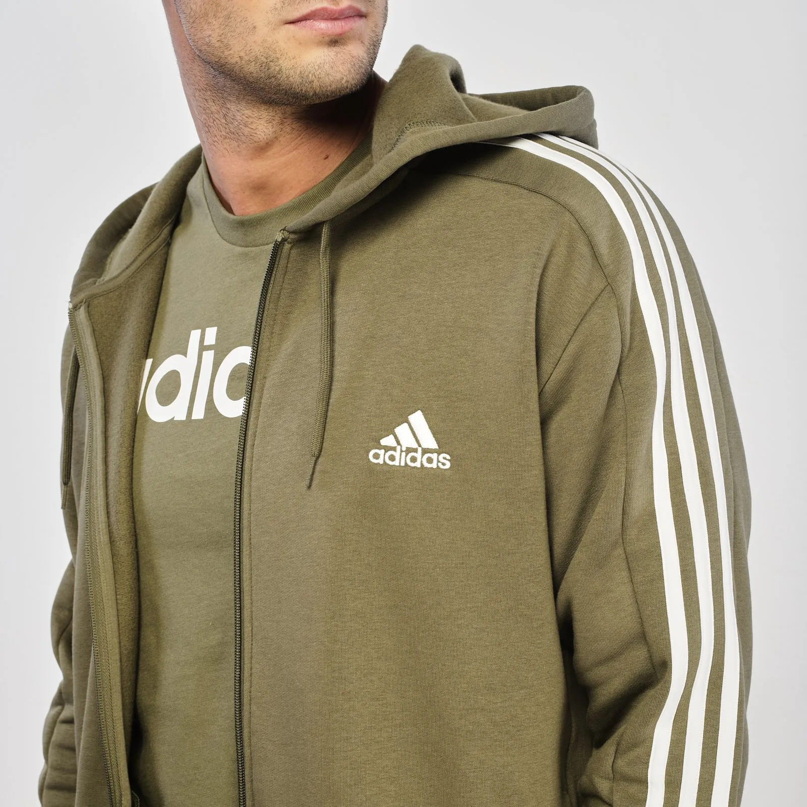 Felpa verde con zip e logo