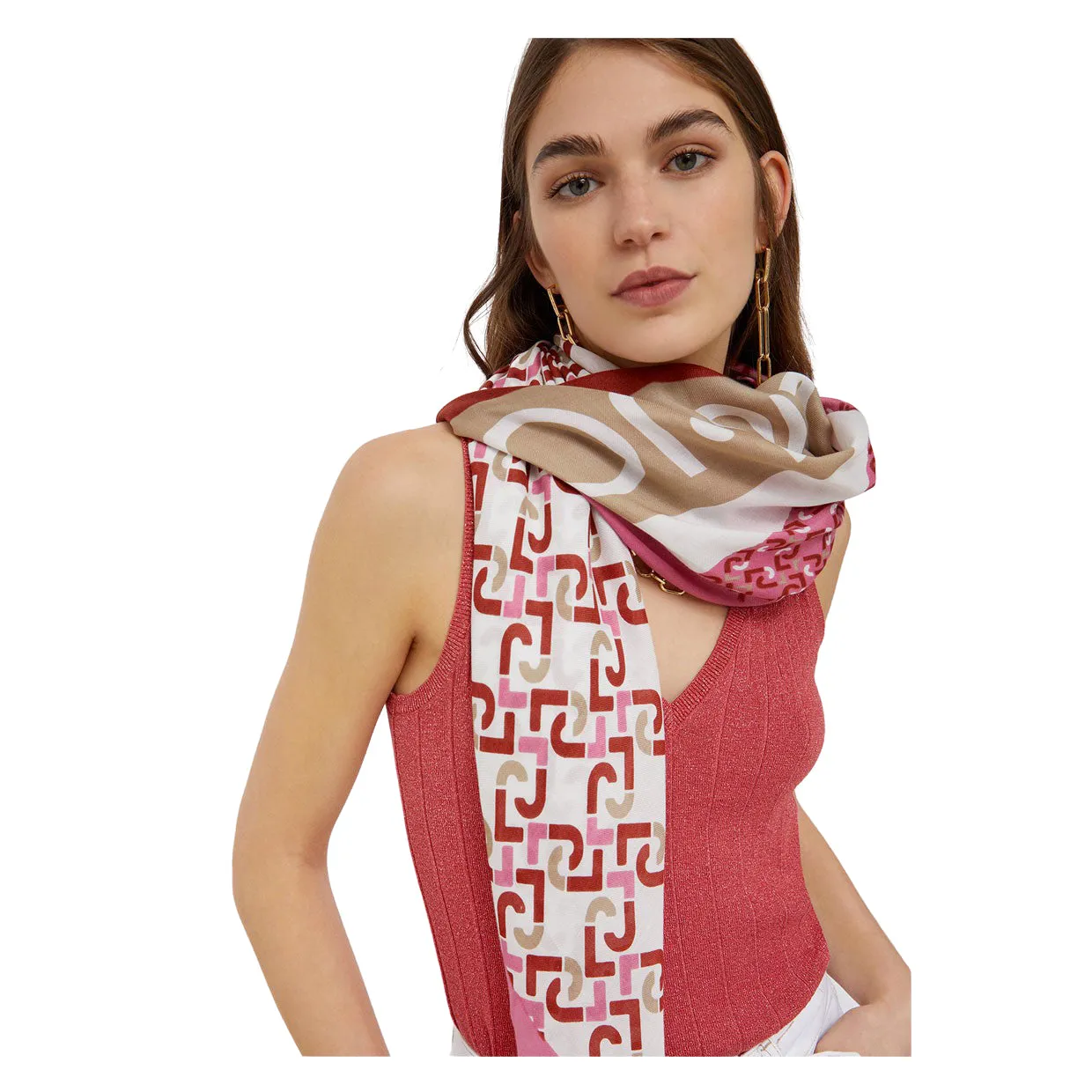 Foulard Liu-Jo Logo Rosa Scuro