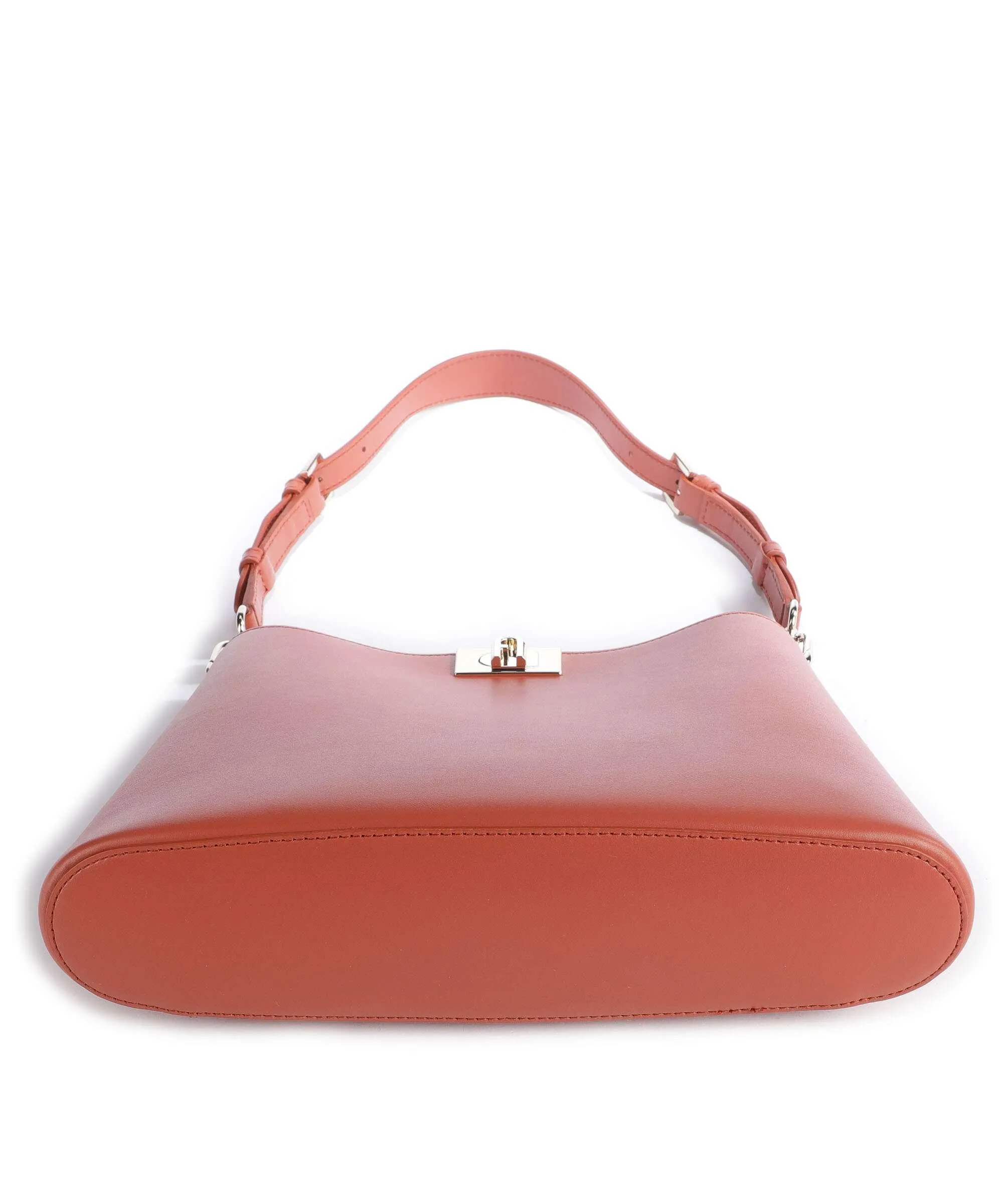  Furla Fleur M Borsa hobo pelle a grana fine marrone rosso  