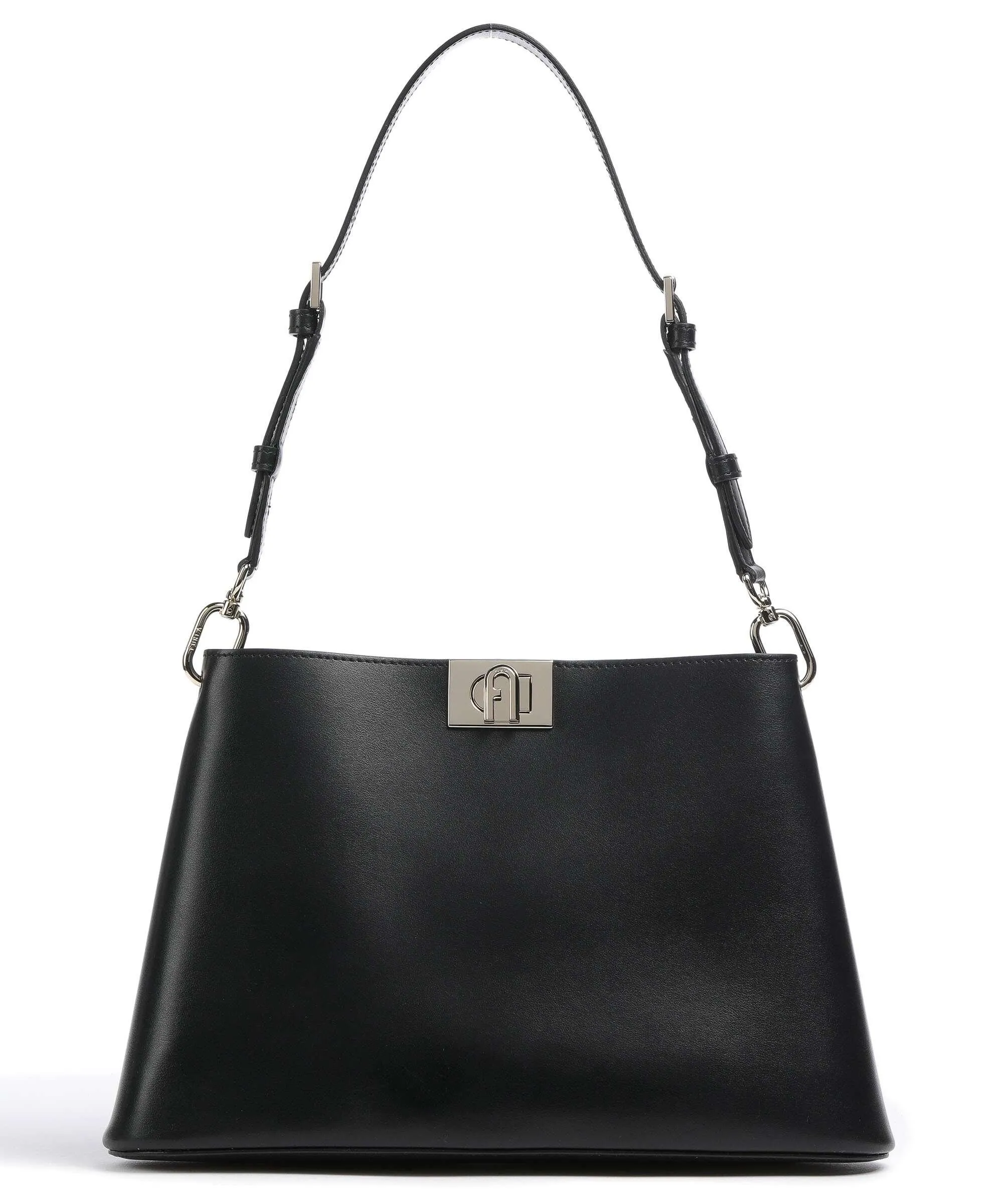  Furla Fleur M Borsa hobo pelle a grana fine nero  
