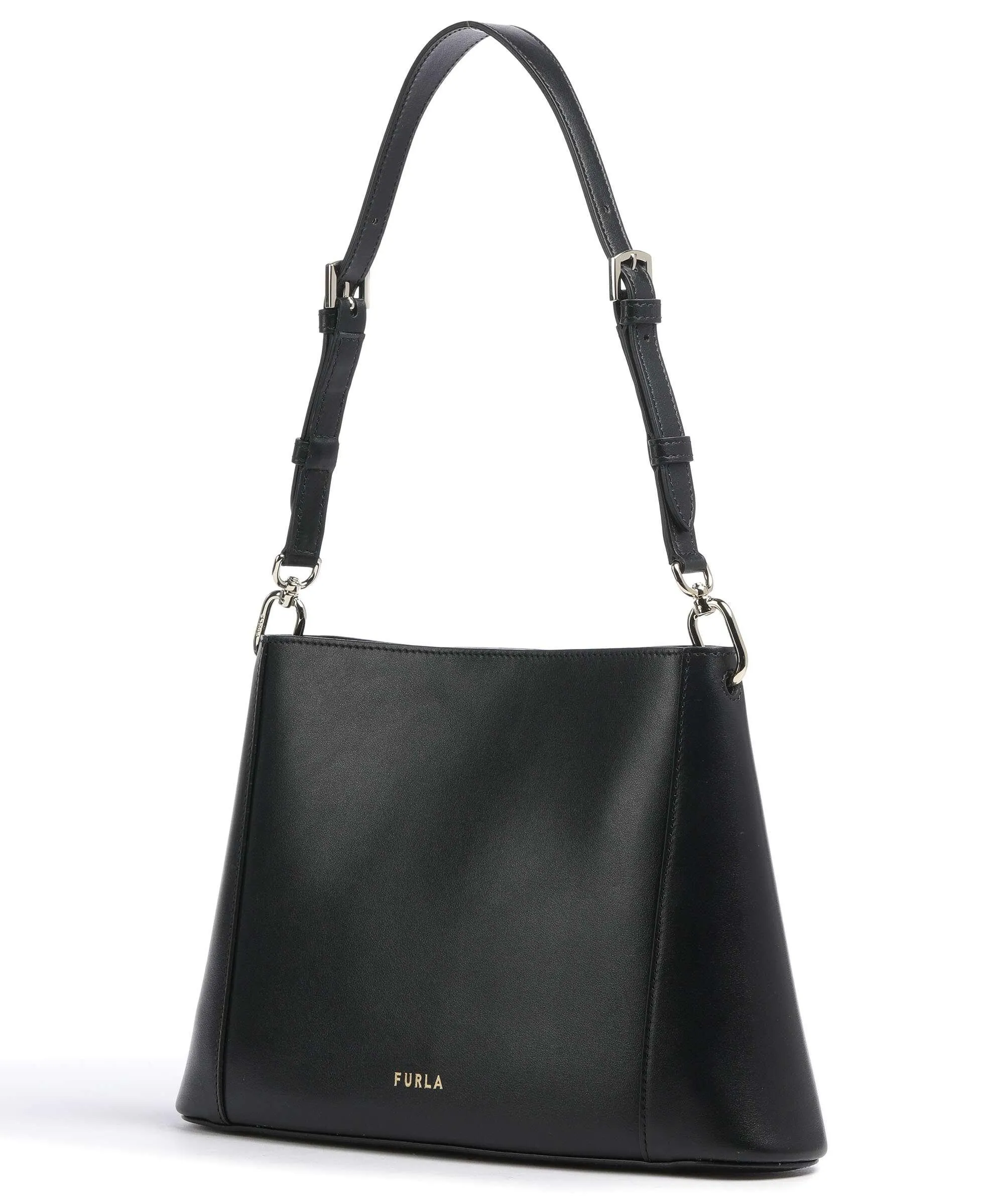  Furla Fleur M Borsa hobo pelle a grana fine nero  