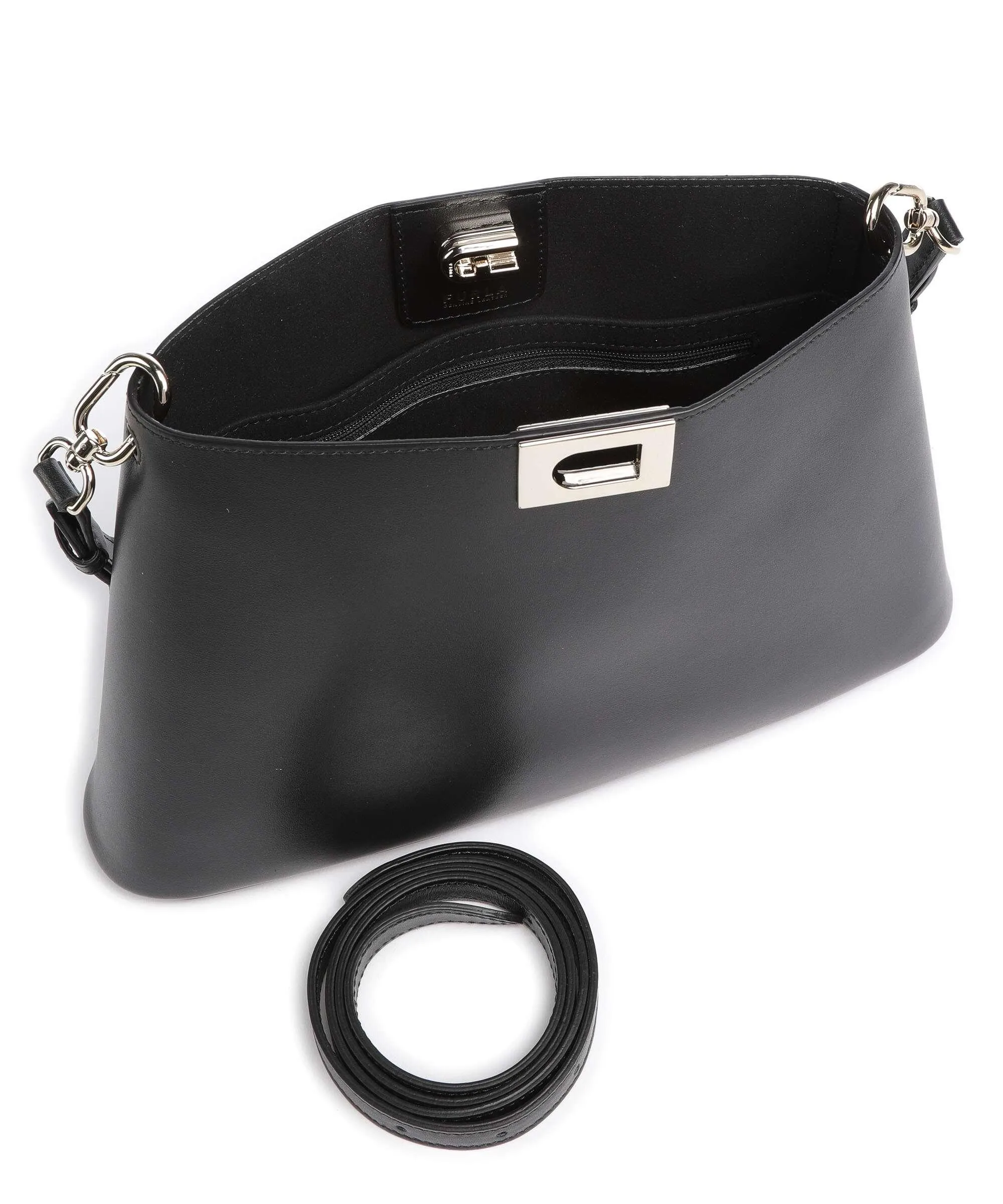  Furla Fleur M Borsa hobo pelle a grana fine nero  