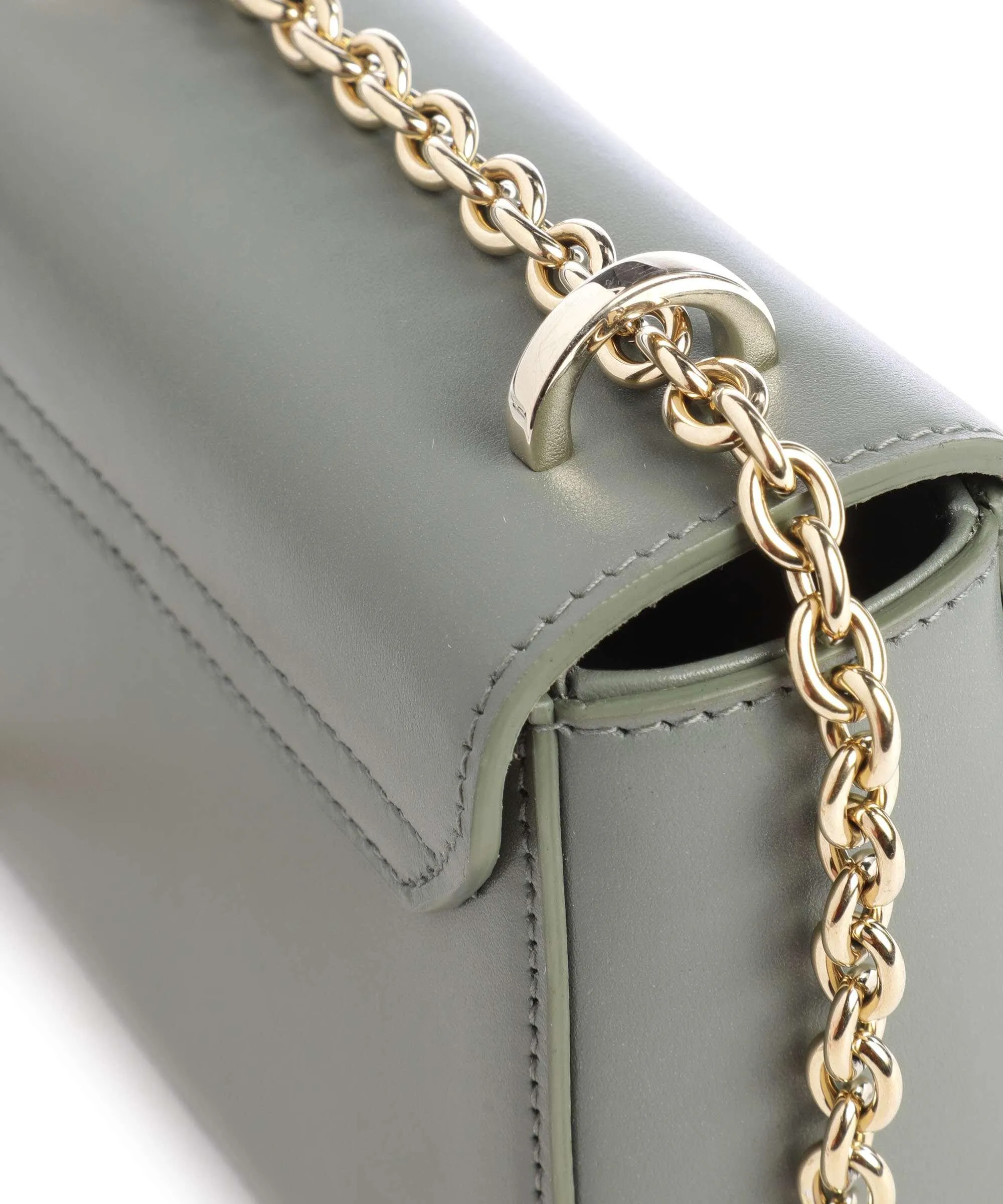  Furla Metropolis Mini Borsa a spalla pelle a grana fine verde scuro  
