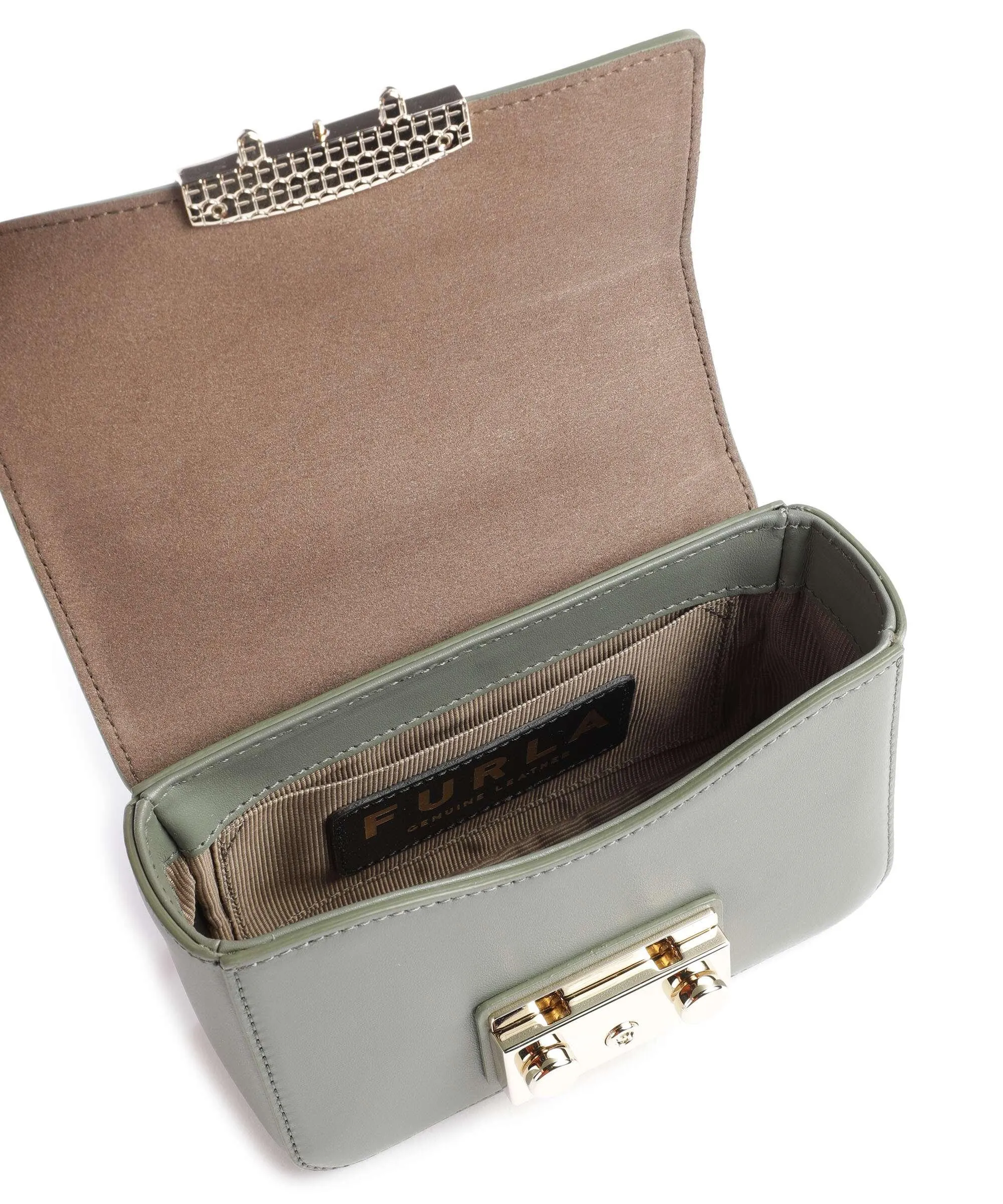  Furla Metropolis Mini Borsa a spalla pelle a grana fine verde scuro  