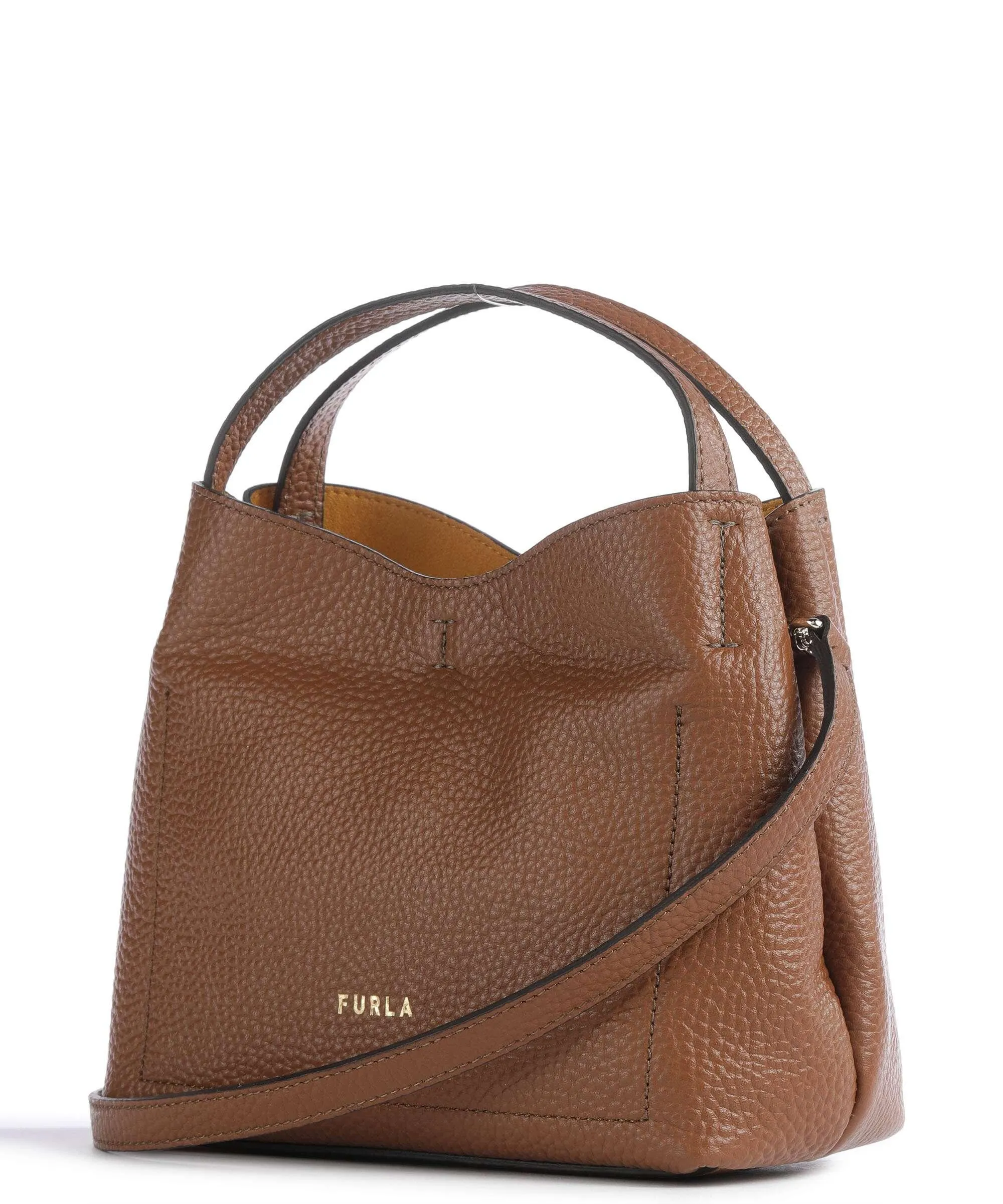  Furla Primula Mini Borsa a mano pelle granulata cognac  