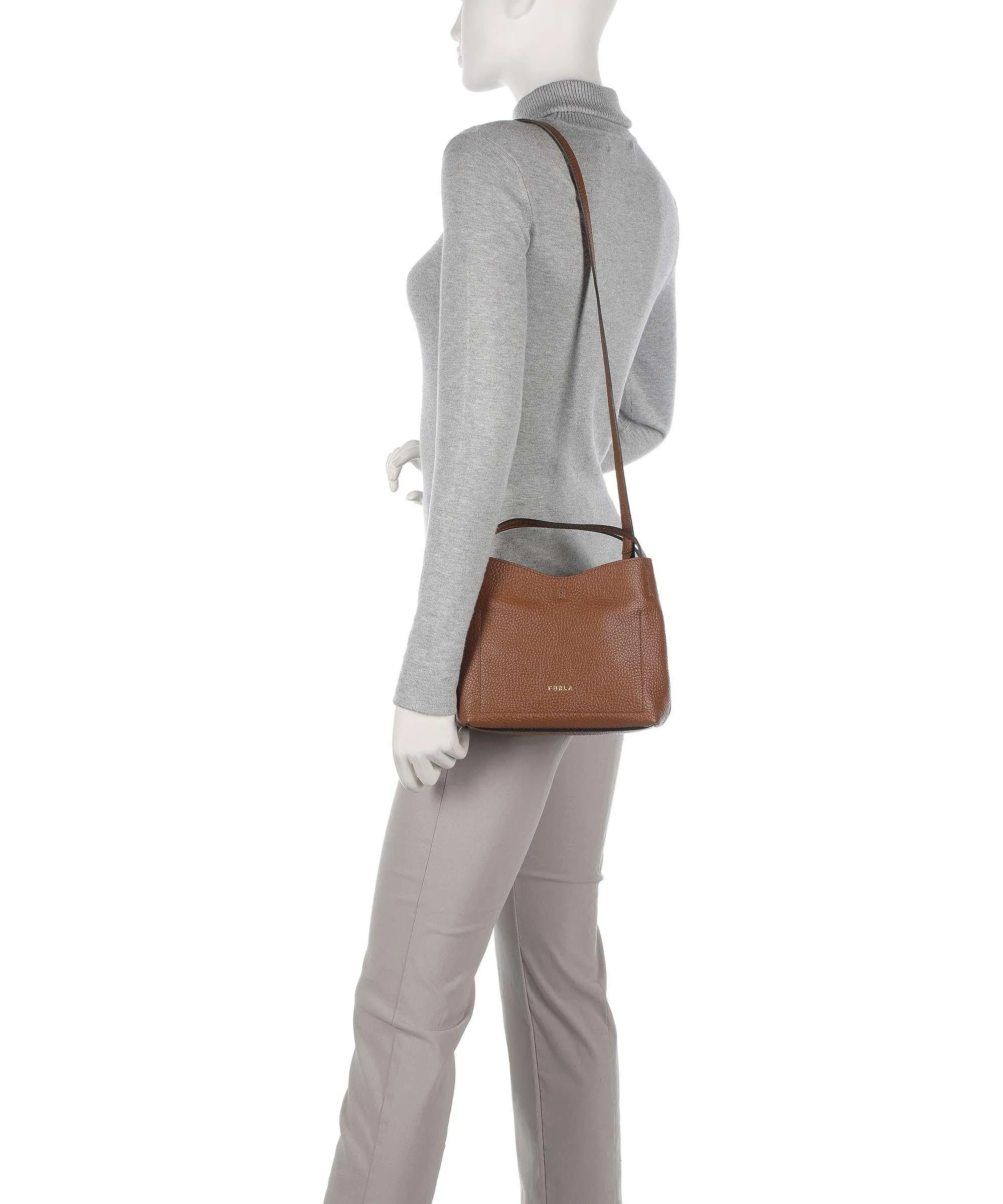  Furla Primula Mini Borsa a mano pelle granulata cognac  