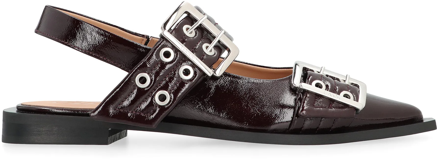 GANNI Slingback Feminine Buckle in ecopelle