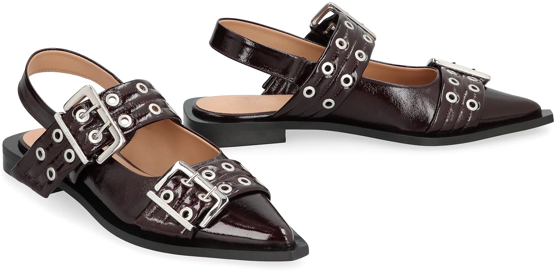 GANNI Slingback Feminine Buckle in ecopelle