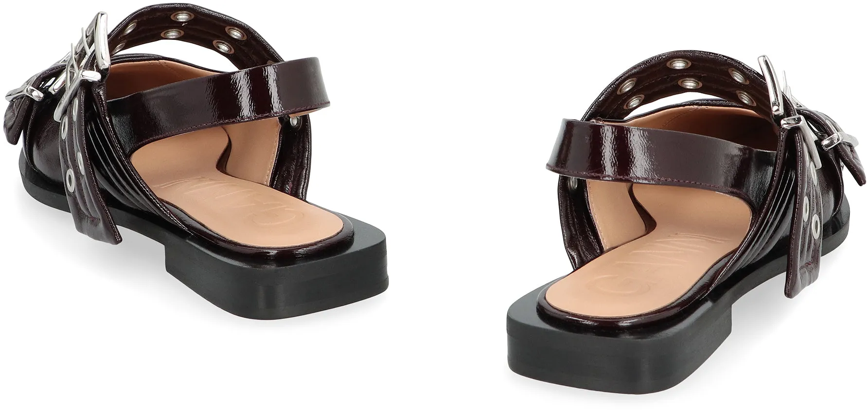 GANNI Slingback Feminine Buckle in ecopelle