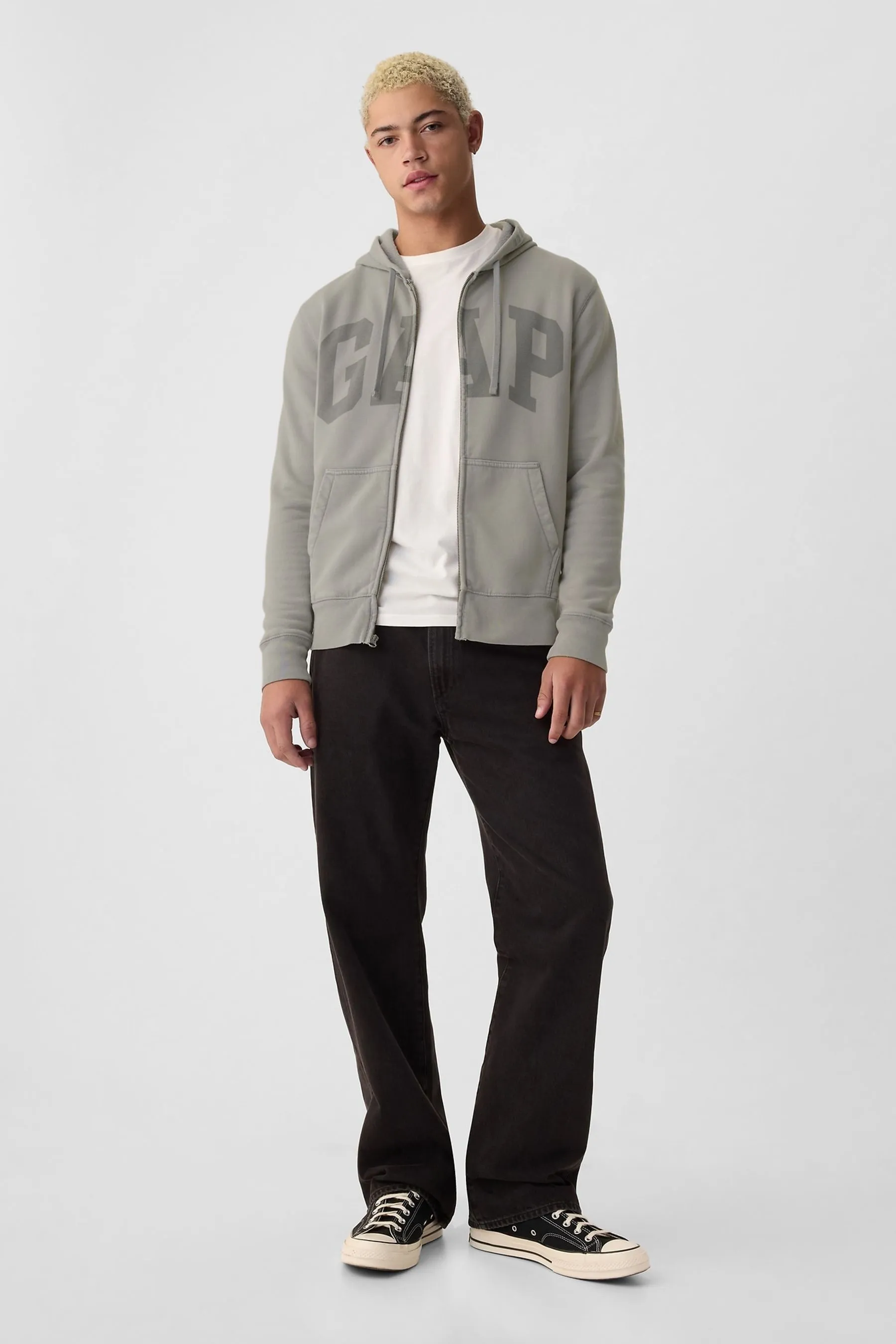GAP - Felpa con cappuccio, zip e logo arch