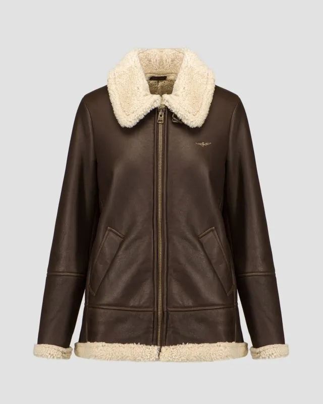 Giacca in pelle con guanti da donna Aeronautica Militare